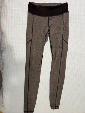 lululemon athletica grey Heathered Leggings with Black Waistband